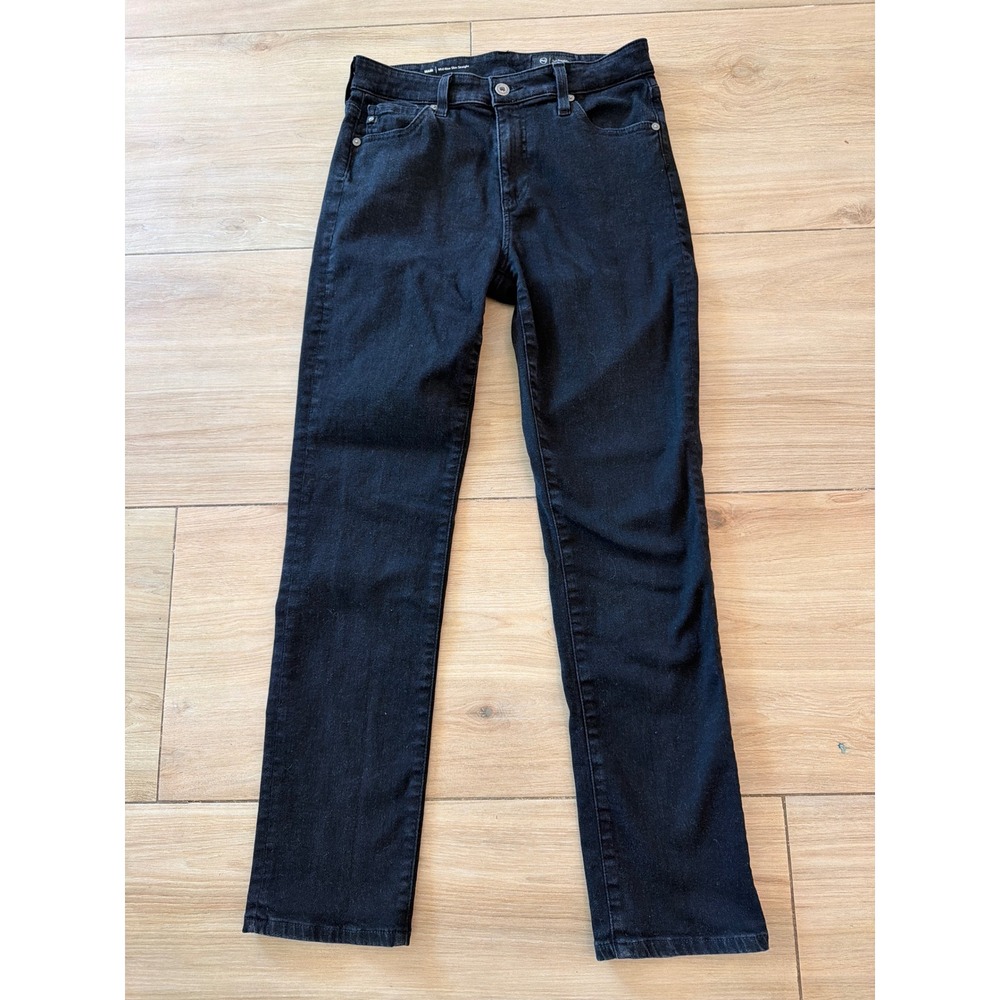 AG‎ Adriano Goldschmied Mari Mid-Rise Slim Straight Black Jeans 28 1575ALMY